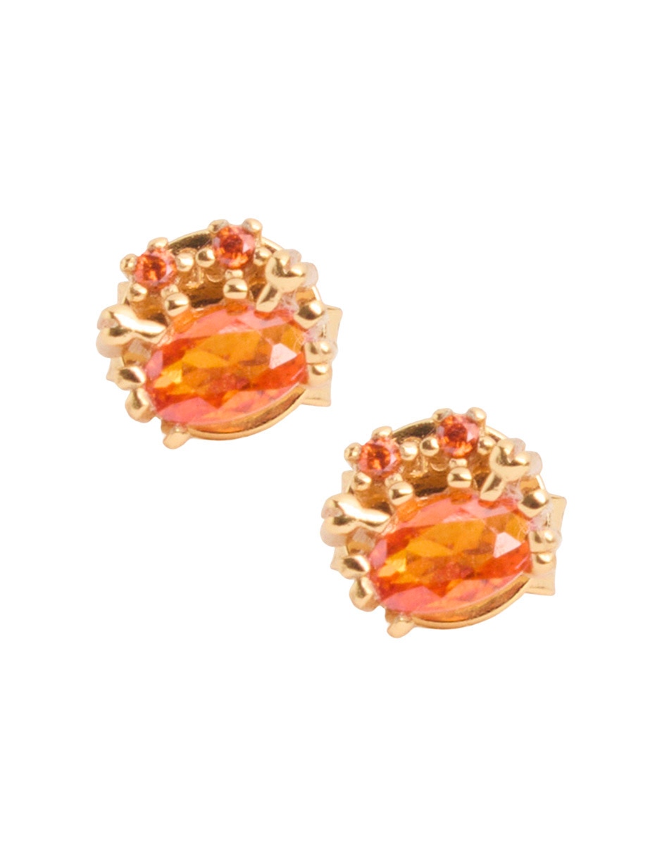 Arete individual con acabado baño de oro 18 K