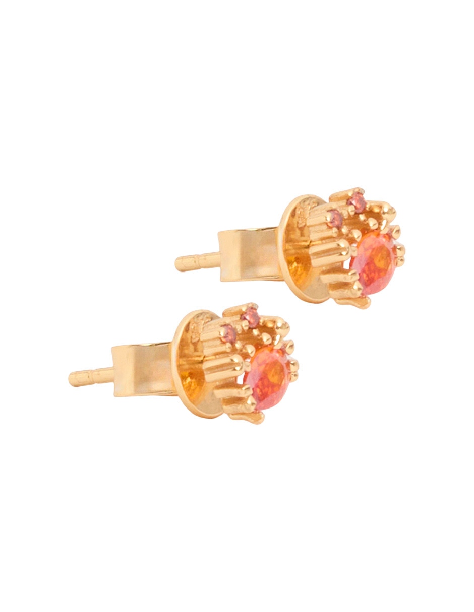 Arete individual con acabado baño de oro 18 K 3