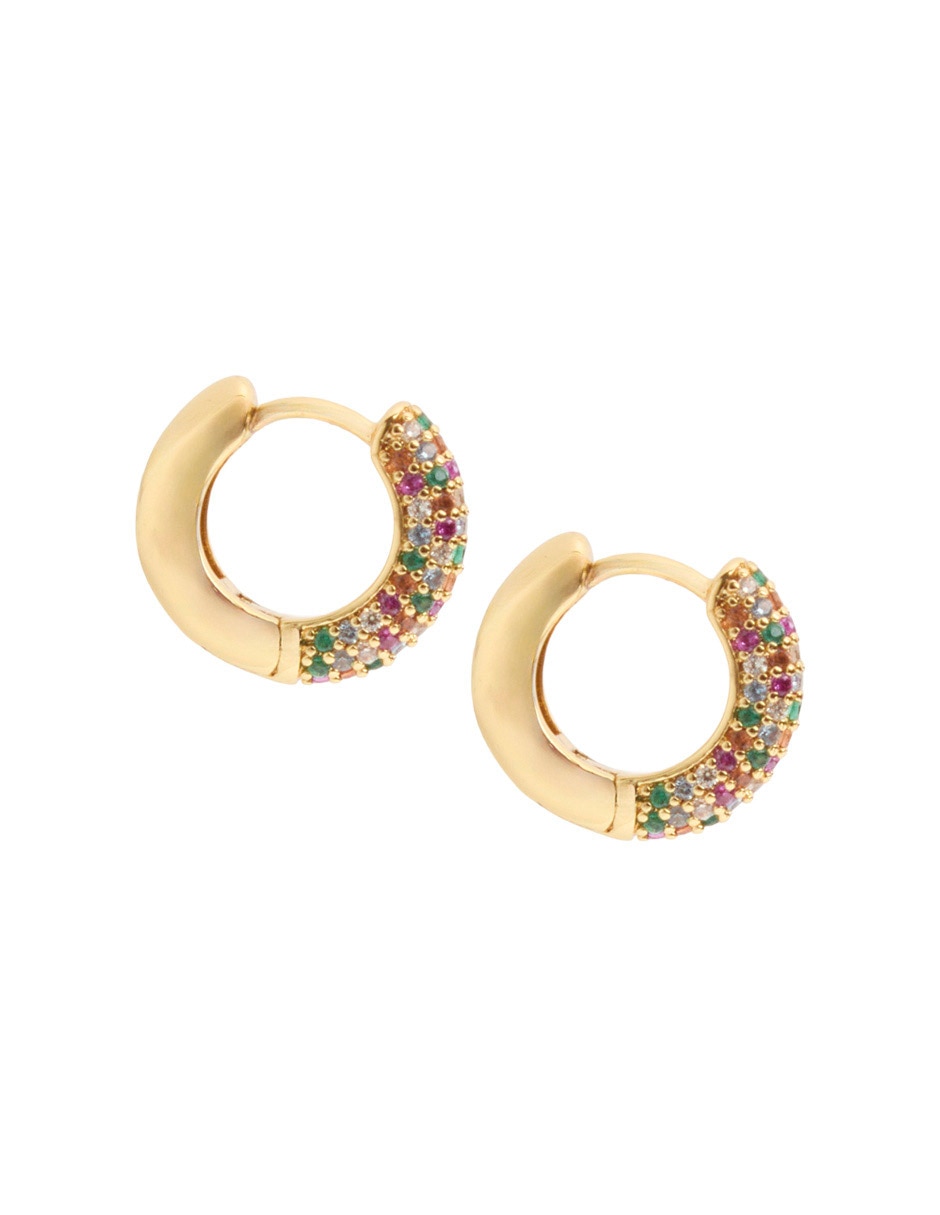 Aretes huggies de baño de oro 18 k con acabado pulido