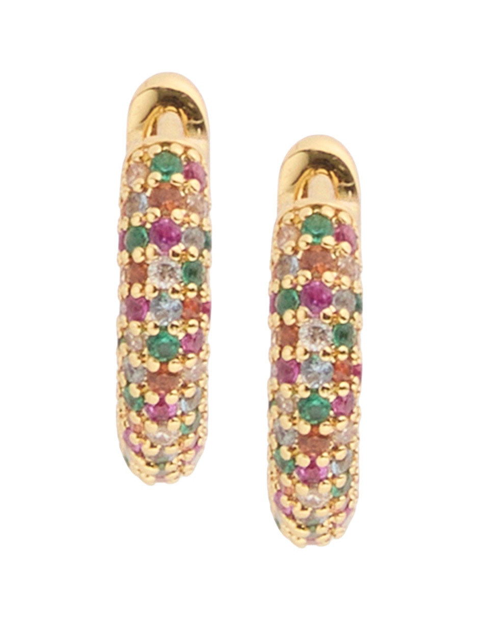 Aretes huggies de baño de oro 18 k con acabado pulido 2