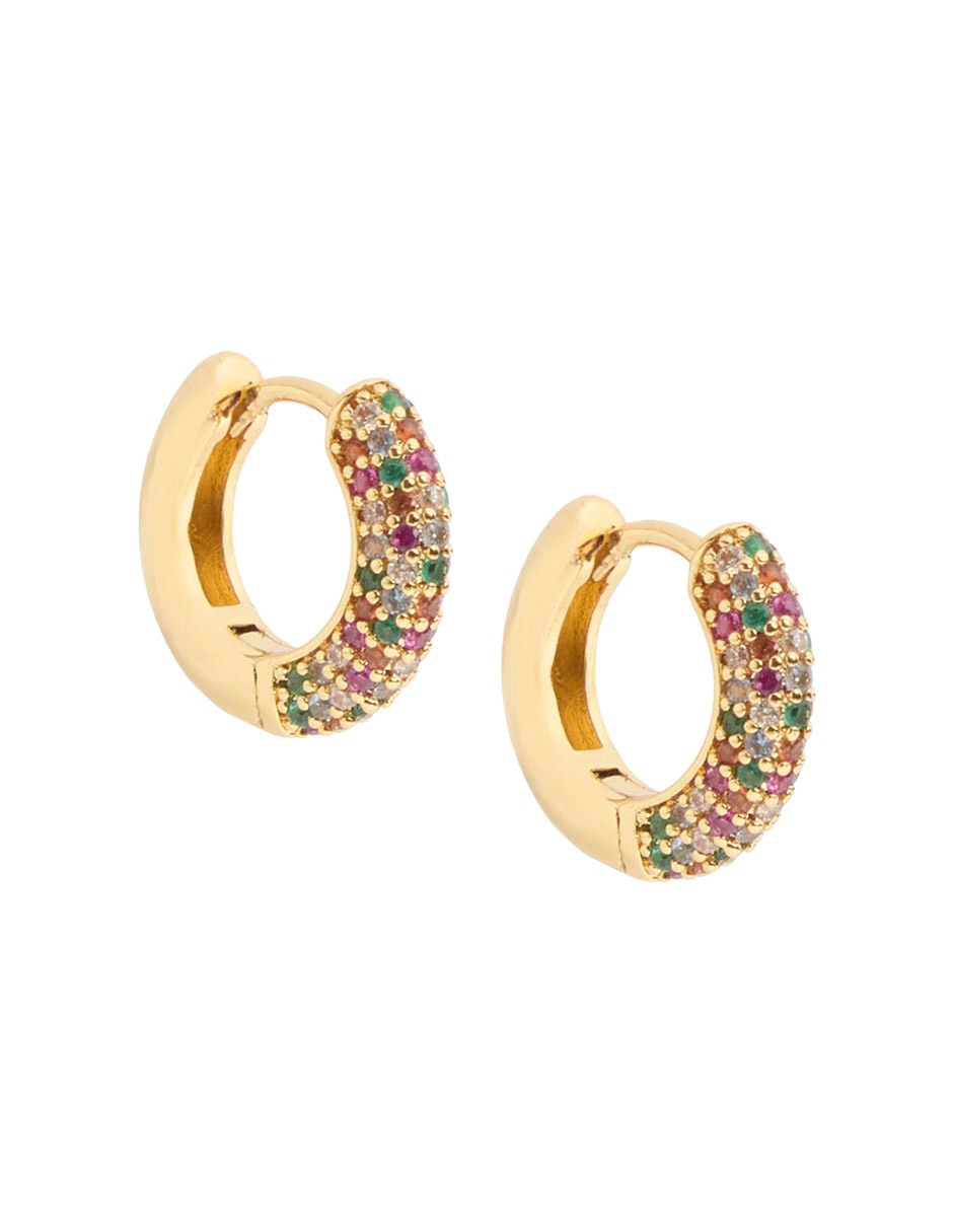 Aretes huggies de baño de oro 18 k con acabado pulido 3