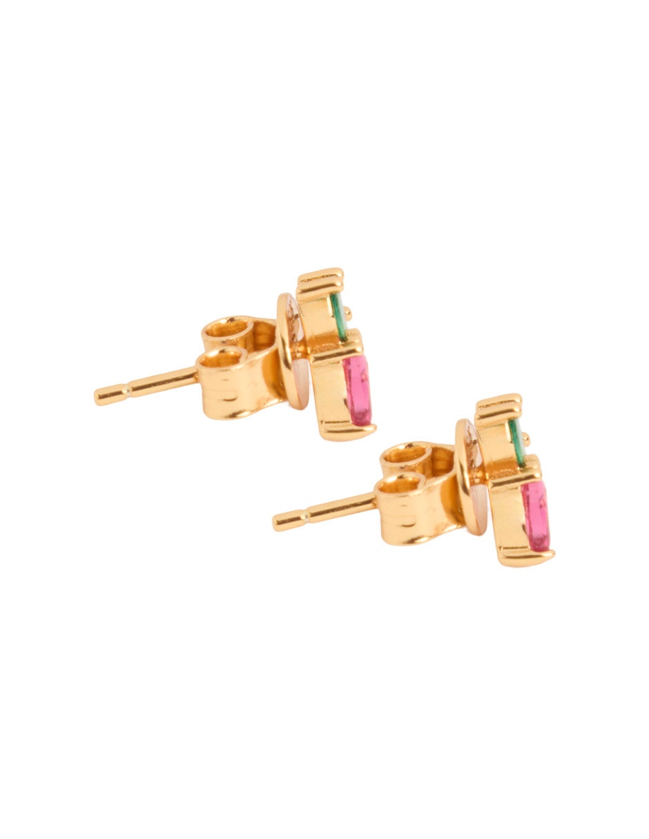 Arete corto de fresa de baño de oro 18 k con acabado brillante 3