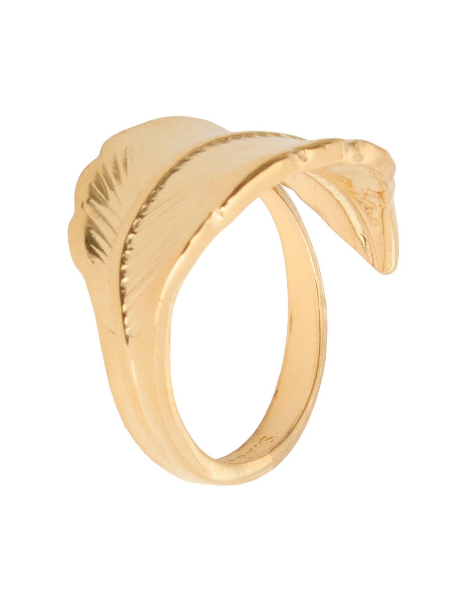Anillo de hoja con acabado baño de oro 18 k 2