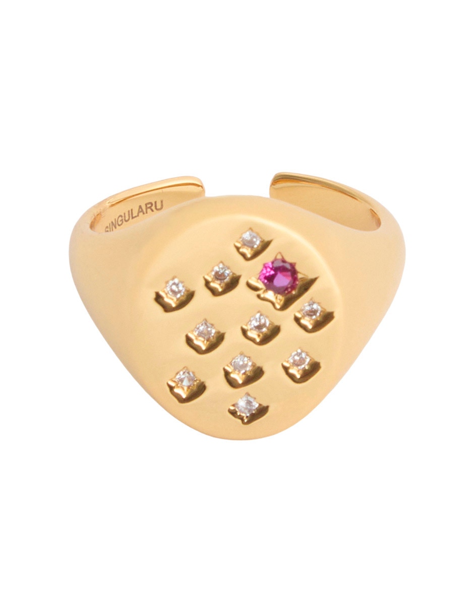 Anillo circonita baño de oro 18 k