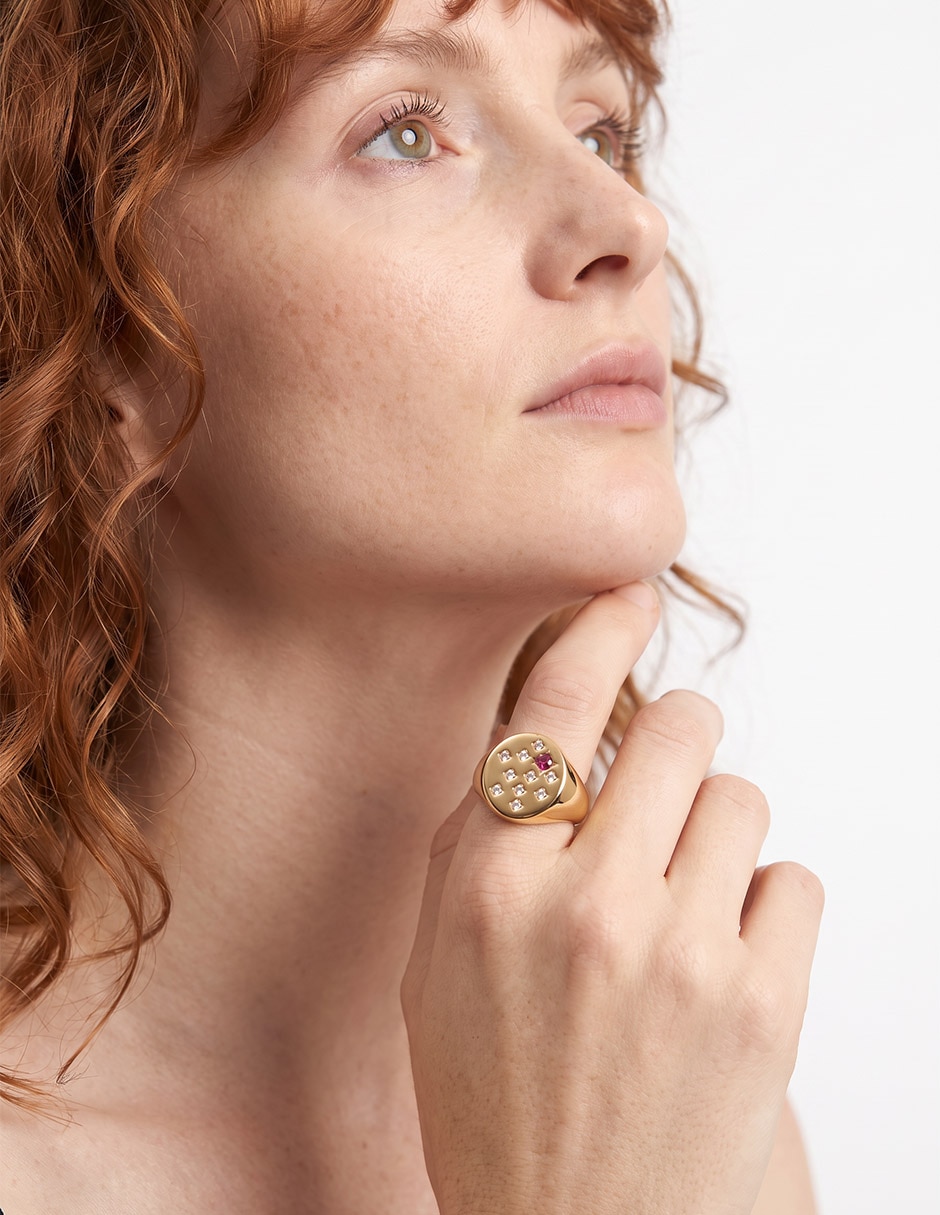Anillo circonita baño de oro 18 k 4