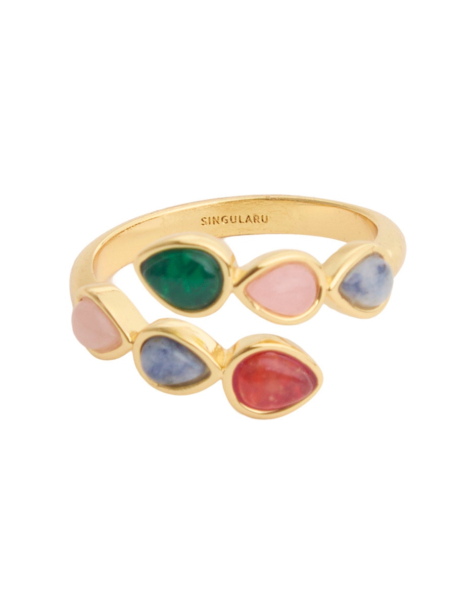 Anillo piedra natural baño de oro 18 k
