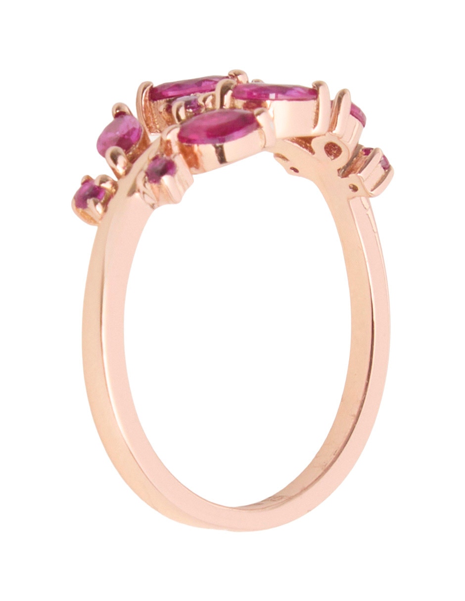 Anillo con acabado baño de oro rosa 18 K de plata circonita 4