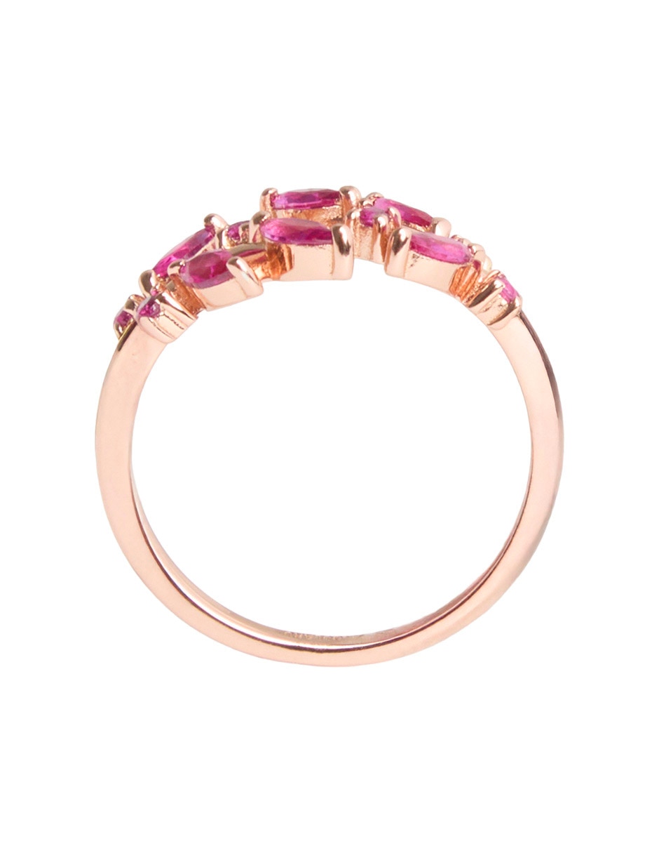 Anillo con acabado baño de oro rosa 18 K de plata circonita 3