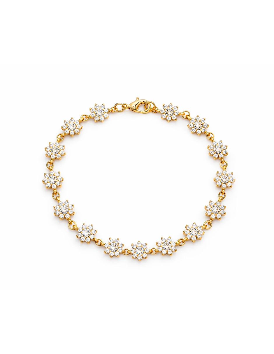 Pulsera de flor con acabado pavé 1