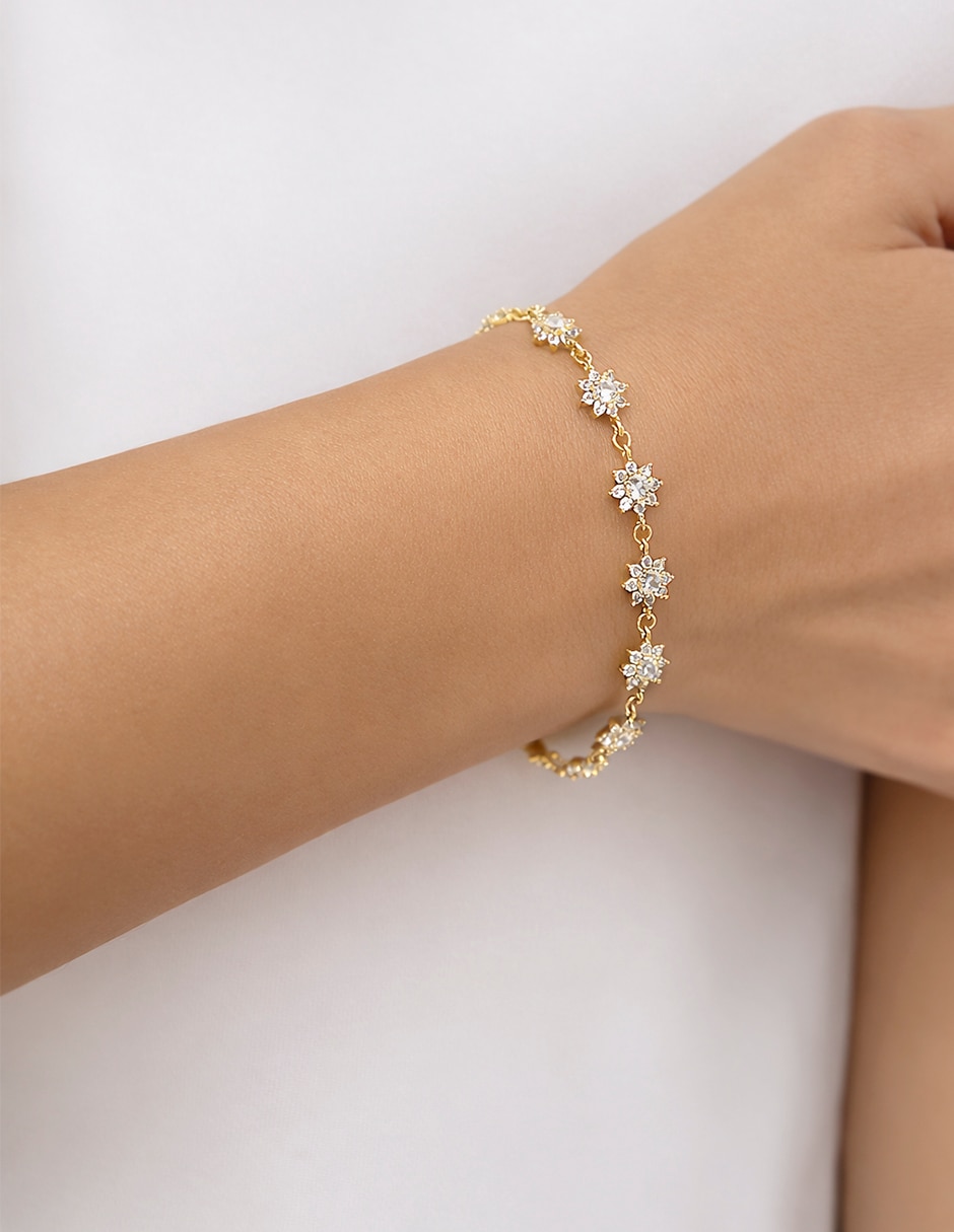 Pulsera de flor con acabado pavé Pulsera de flor con acabado pavé
