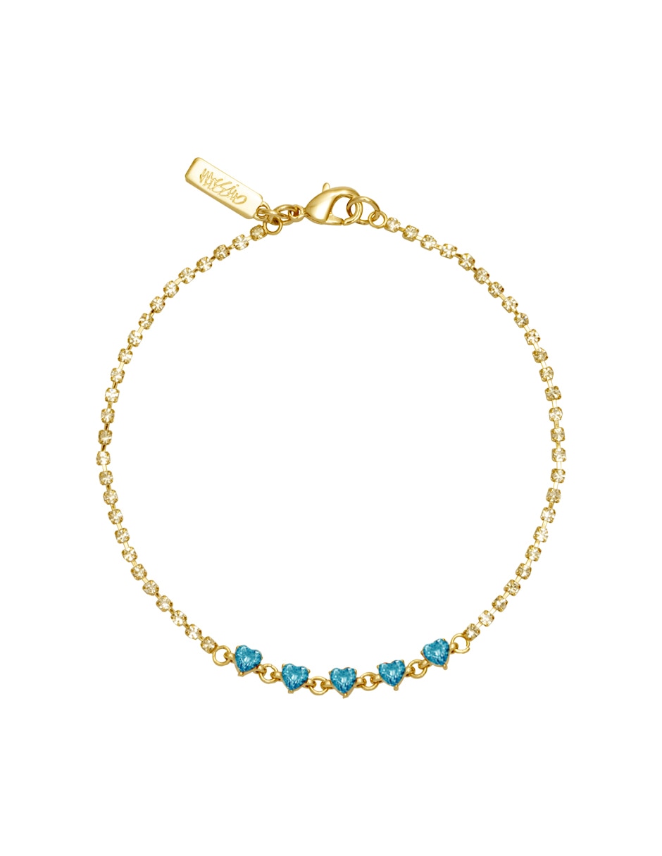 Pulsera de metal corazón chispita con acabado liso