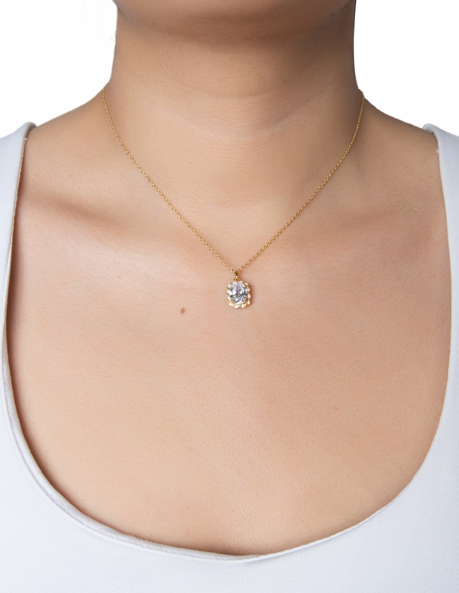 Collar con dije dije de ovalado vintage de plata p 925 3