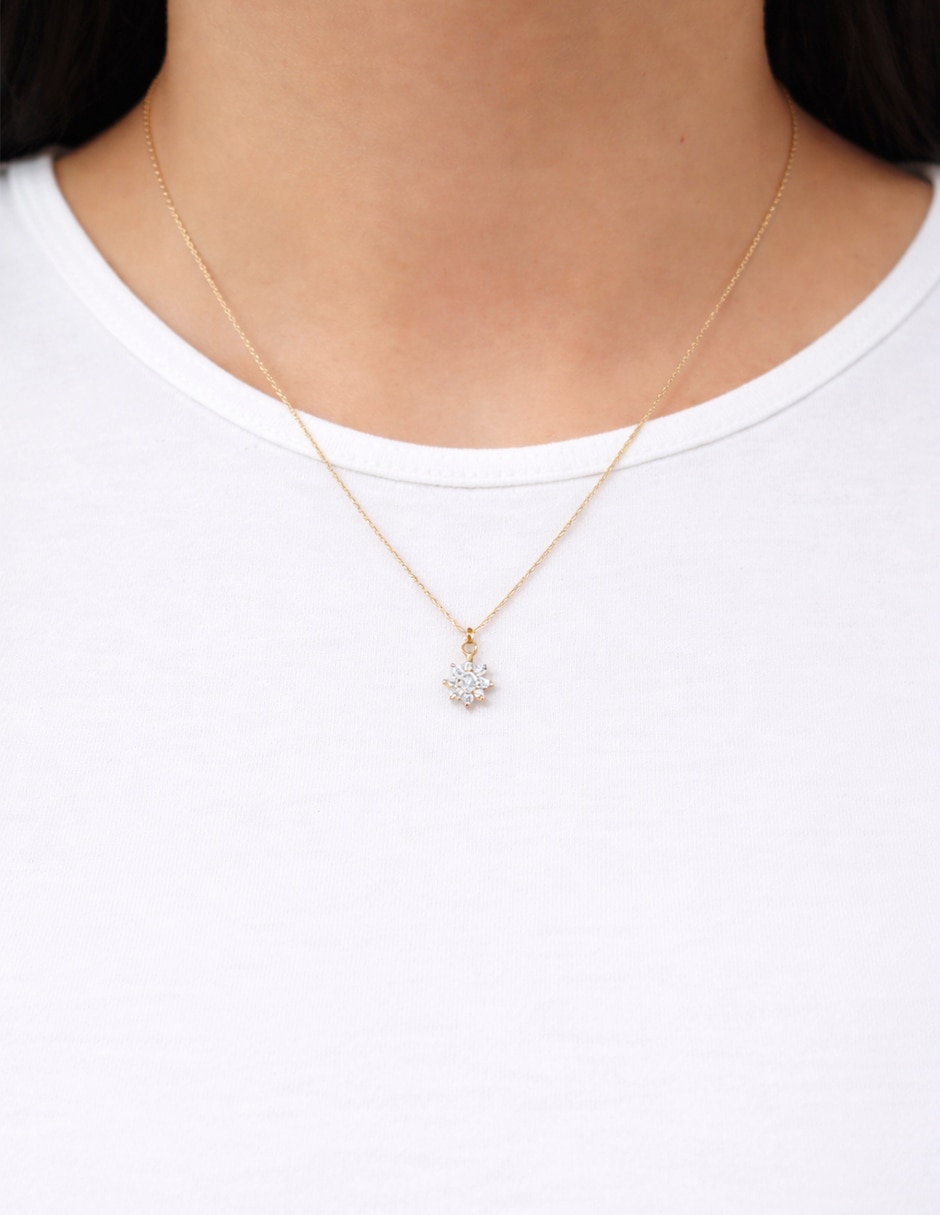 Collar con dije dije de flor flor pavé de metal 4