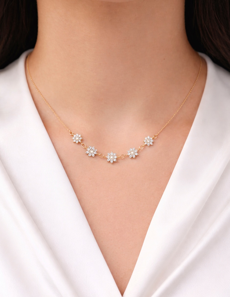 Collar de flor flor pavé de metal 3