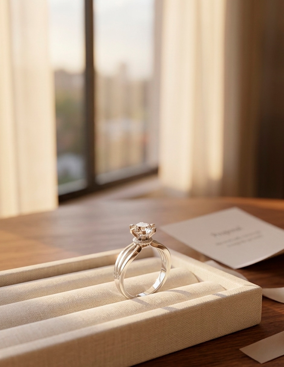 Anillo de compromiso de oro 14 k Amore Mio! 7