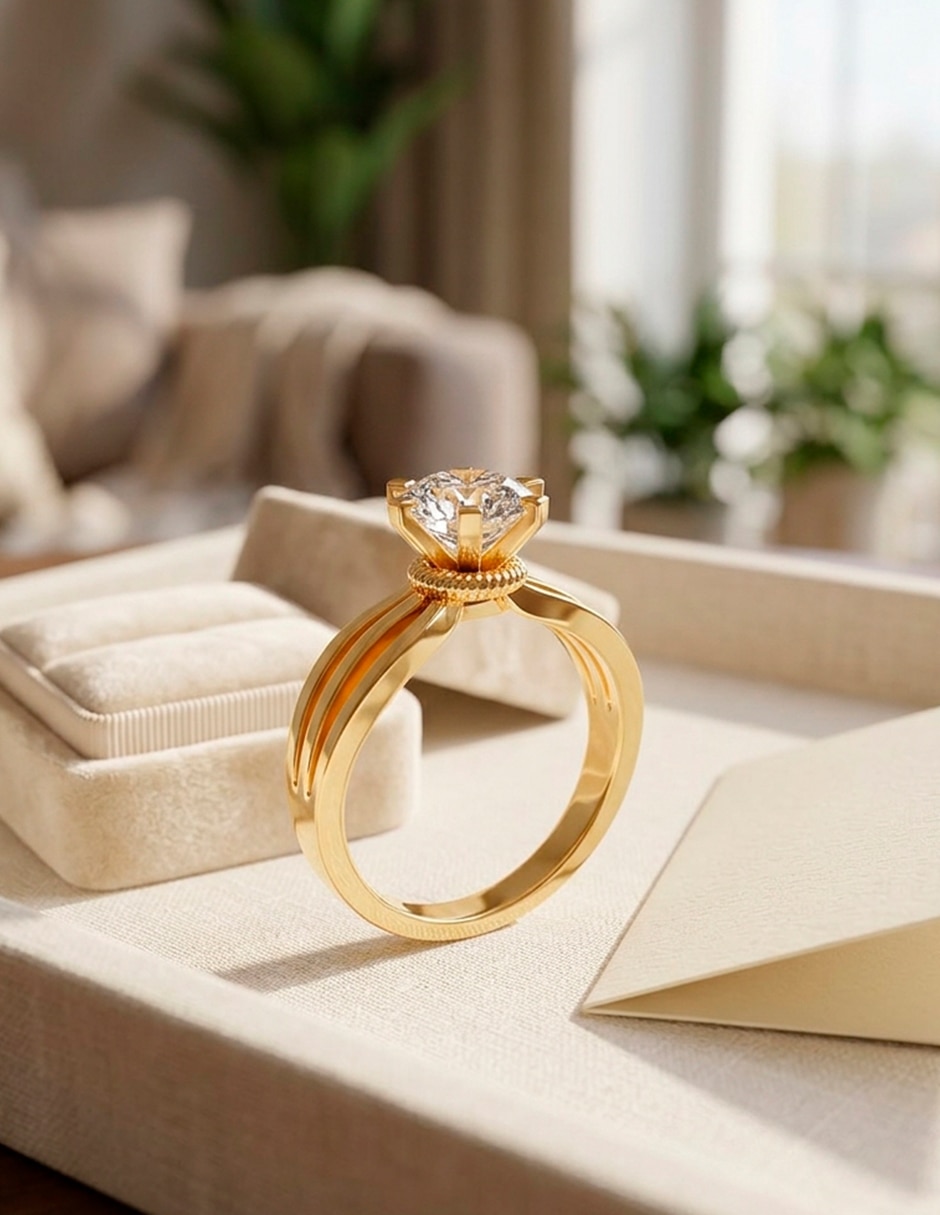Anillo de compromiso de oro 14 k Amore Mio! 7