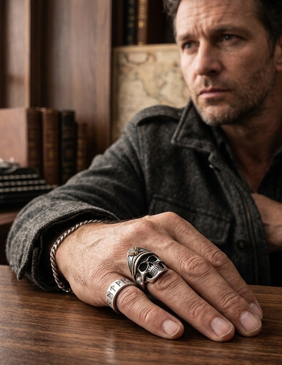 Anillo de calavera pulido