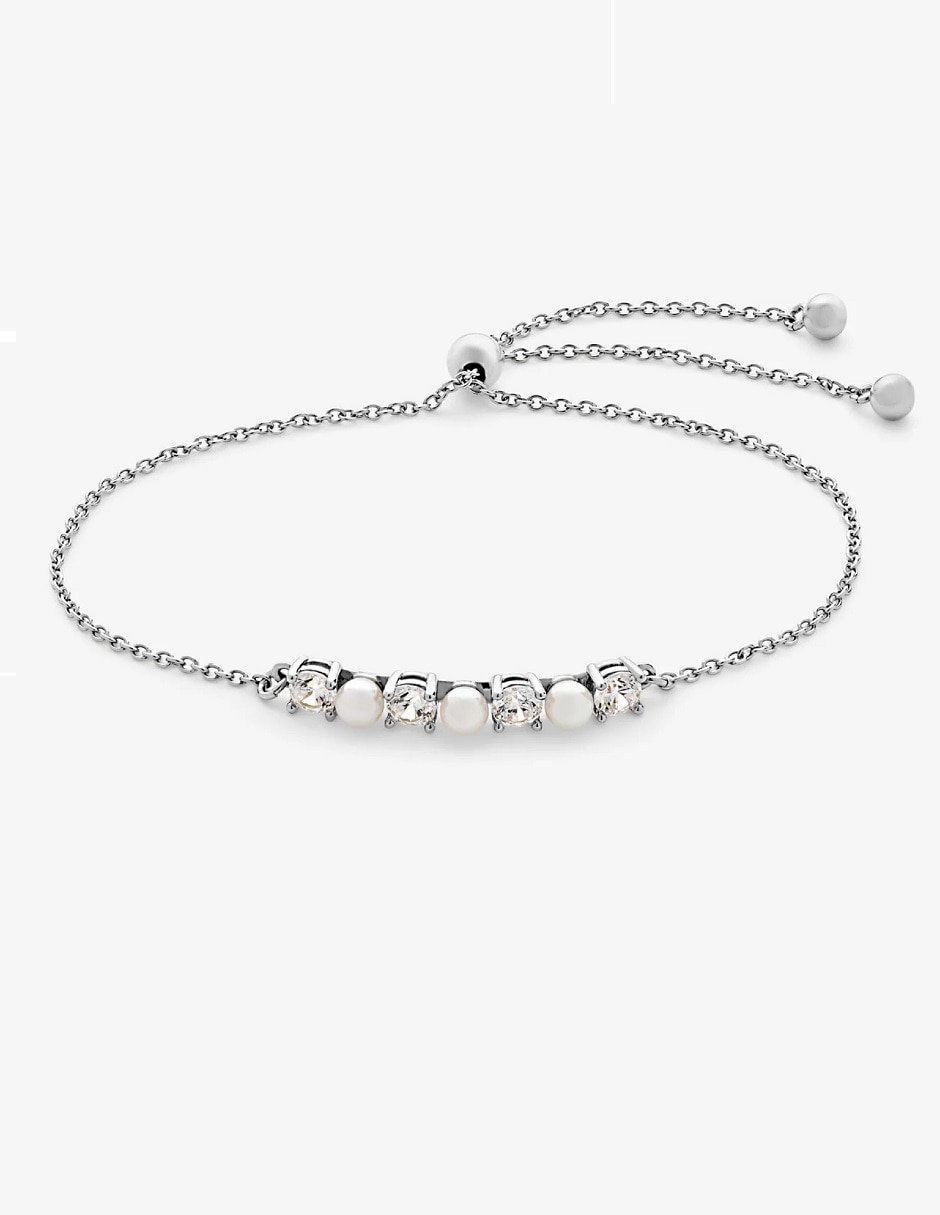 Pulsera de plata zirconia acabado mate 1