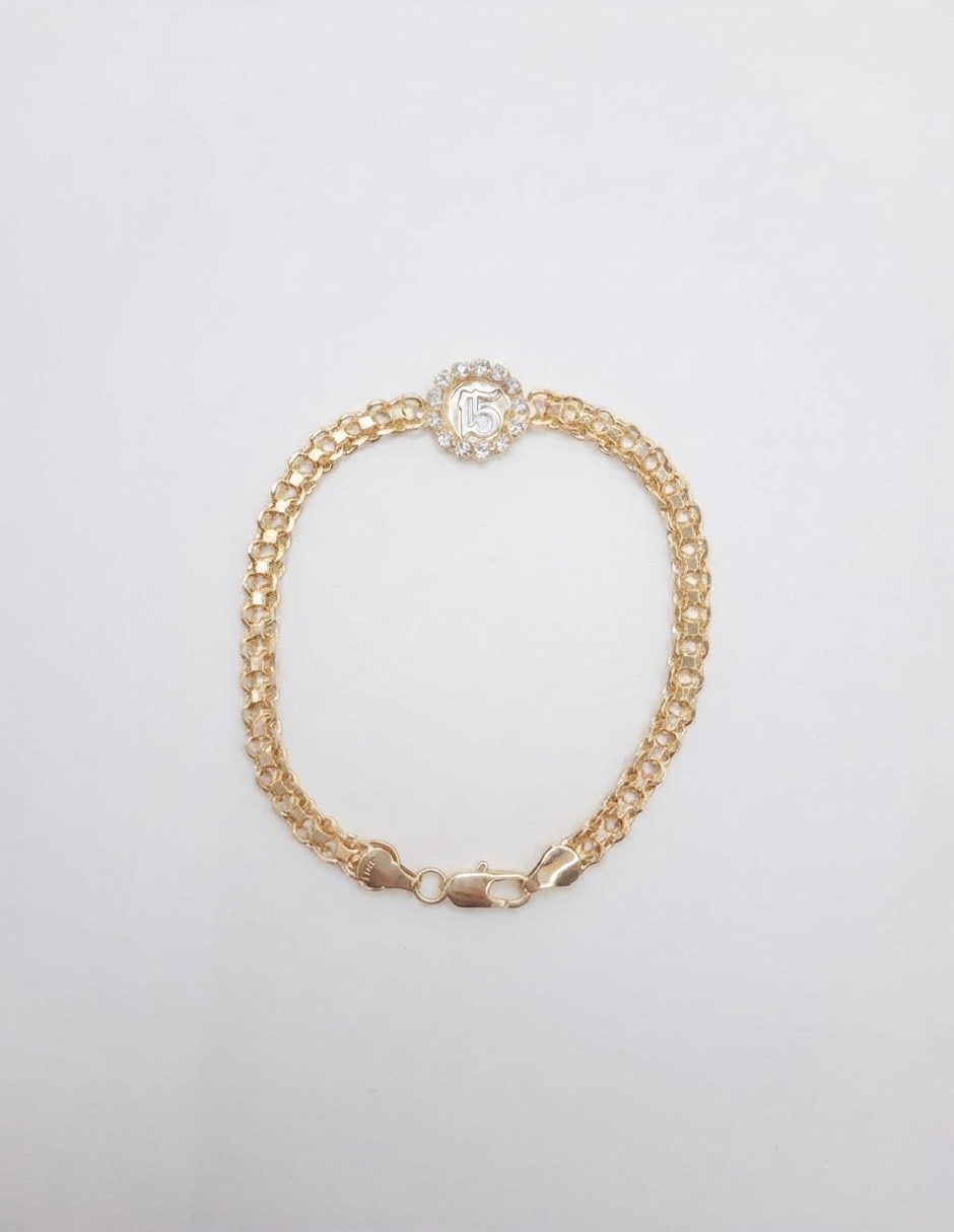 Pulsera de oro laminado con zirconia 18 K acabado brillante 2
