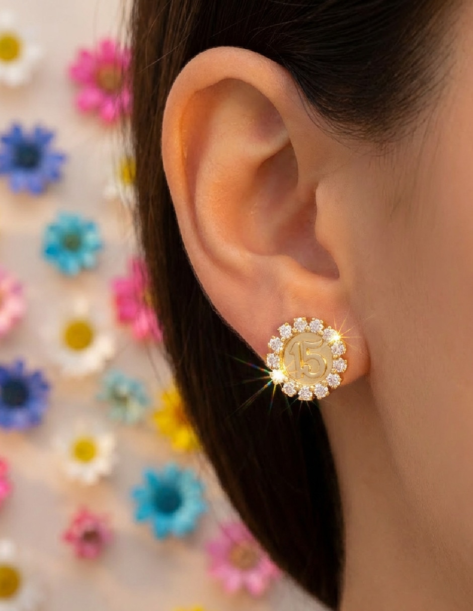 Aretes de oro laminado 18 K 4