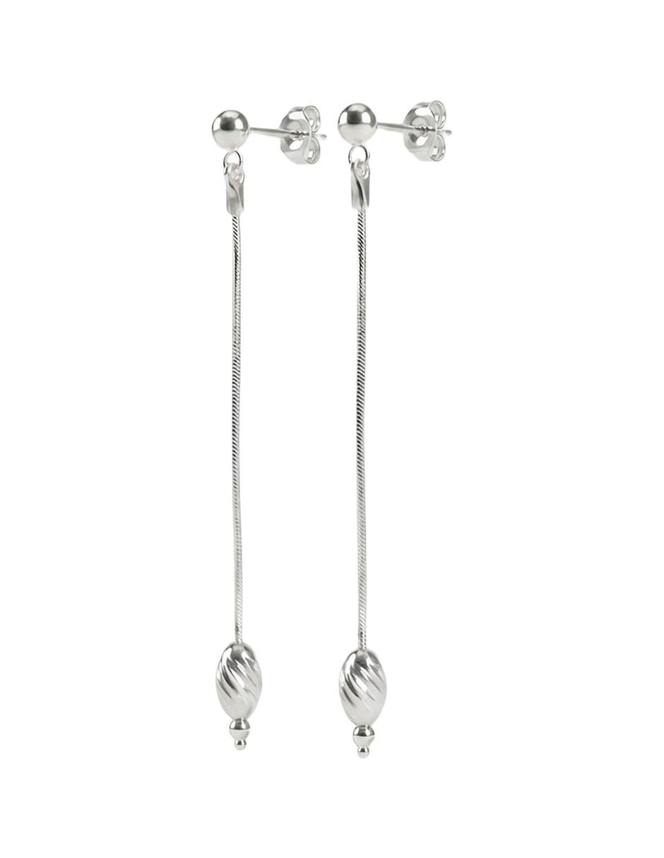 Aretes largos ovalados Oval de Plata P 925