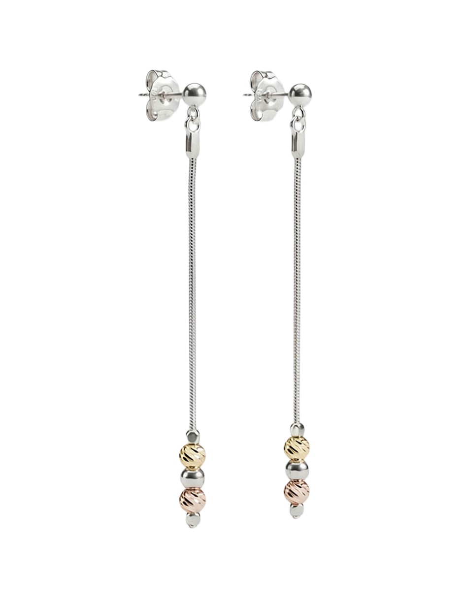 Aretes largos Casquilla de plata P 925 con acabado baño de oro 1