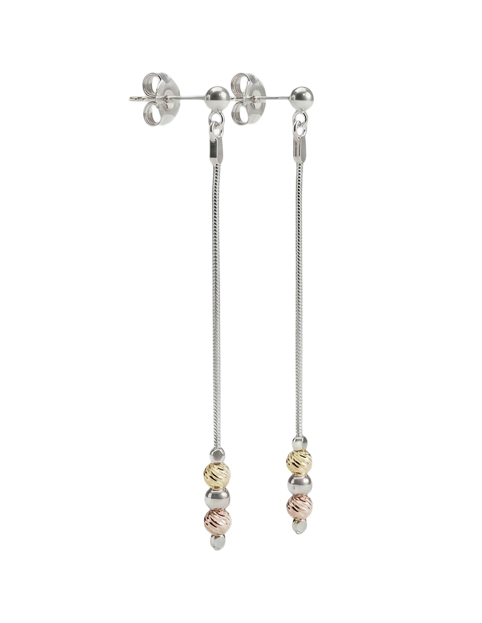 Aretes largos Casquilla de plata P 925 con acabado baño de oro Aretes largos Casquilla de plata P 925 con acabado baño de oro