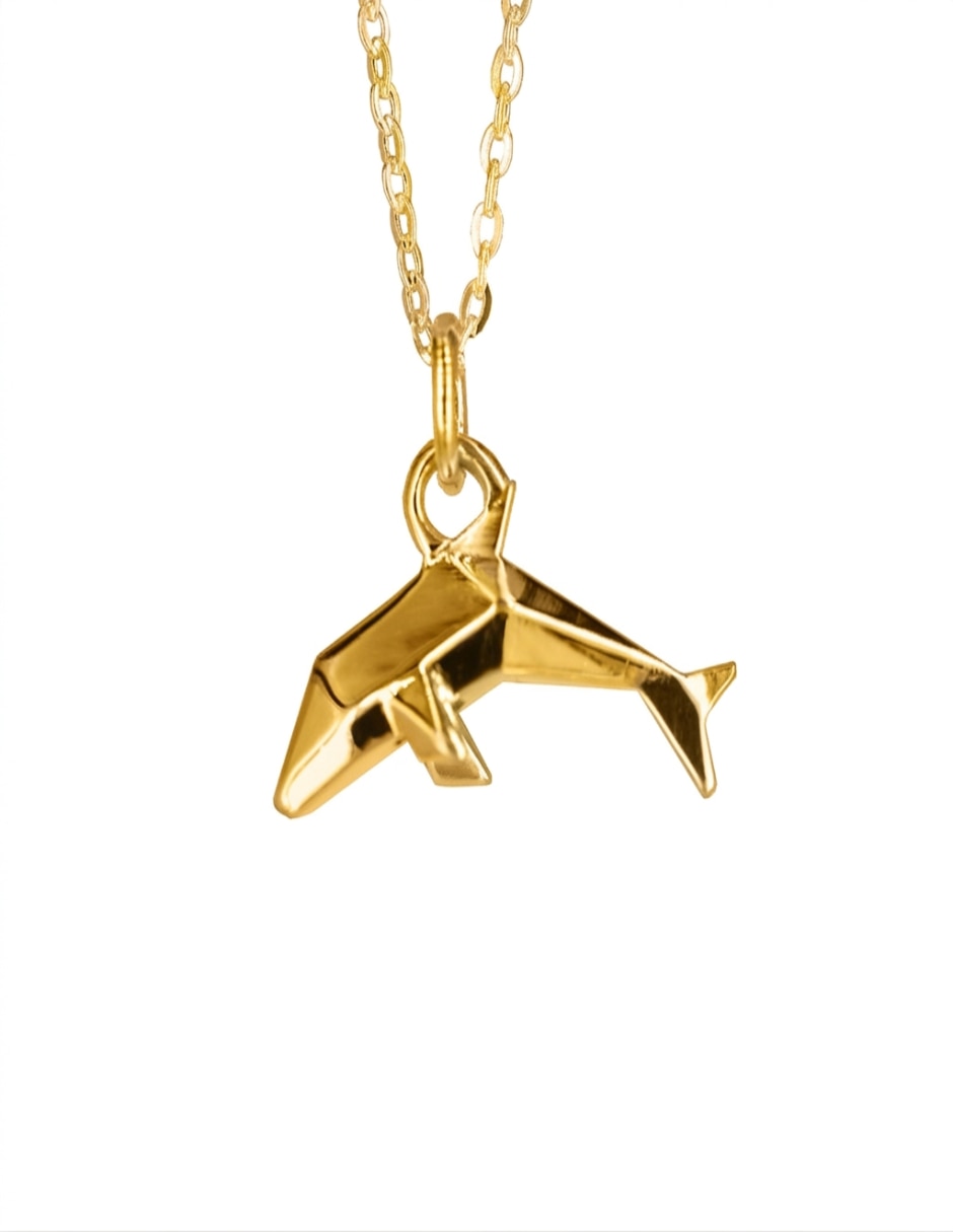 Colgante y dije de delfín origami delfín ciclónico de plata p 925