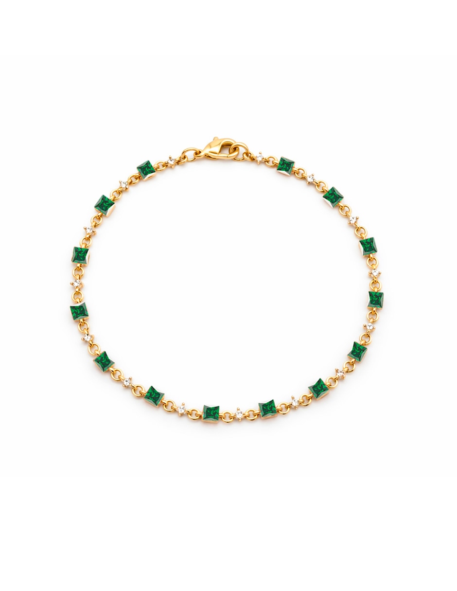 Pulsera de metal cuadritos brillantes con acabado liso