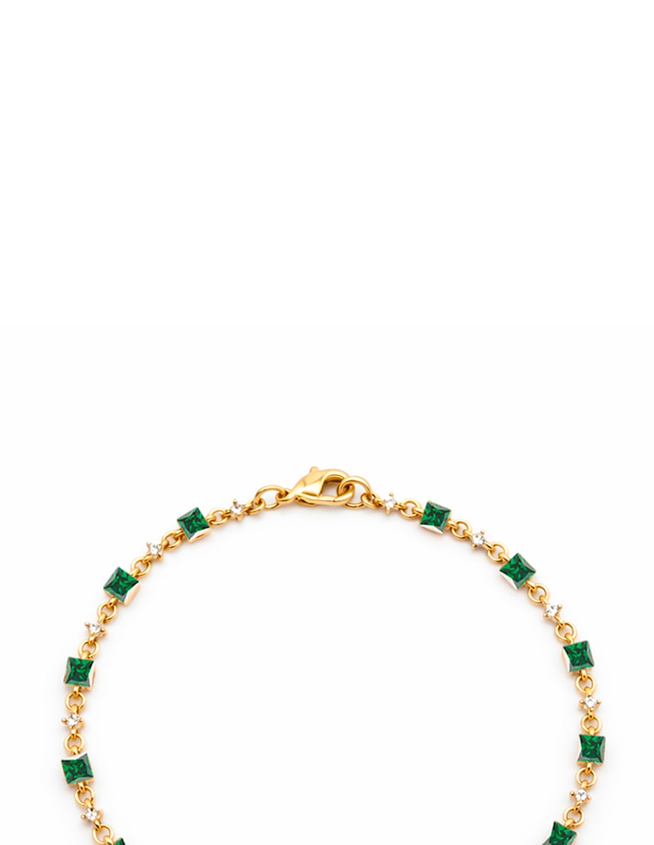Pulsera de cuadritos brillantes con acabado pavé 2