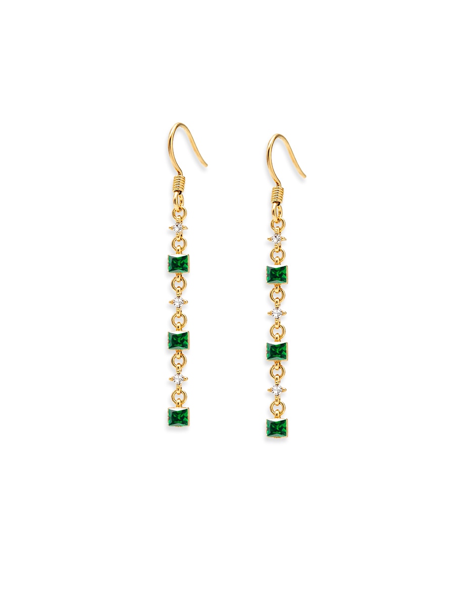 Aretes largos de cuadrada cuadritos brillantes de metal con acabado liso pavé zirconia Aretes largos de cuadrada cuadritos brillantes de metal con acabado liso pavé zirconia