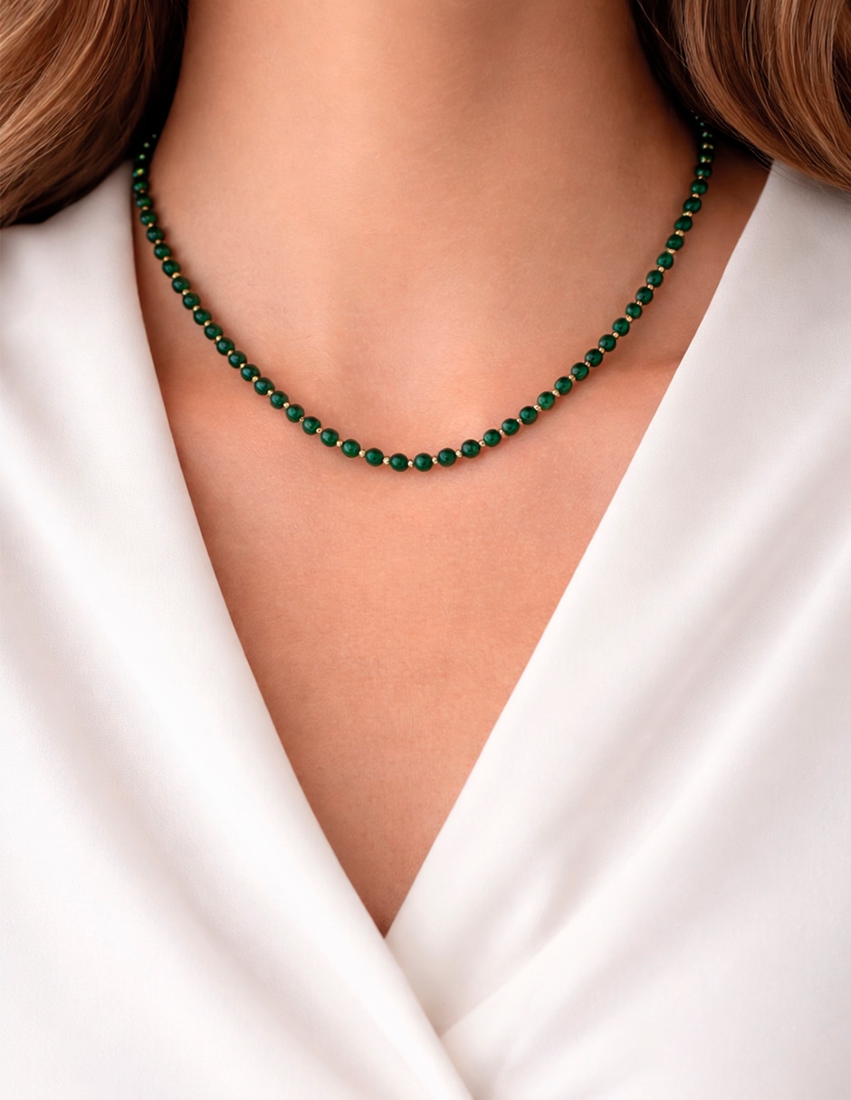 Collar de circular jade verde de metal 3