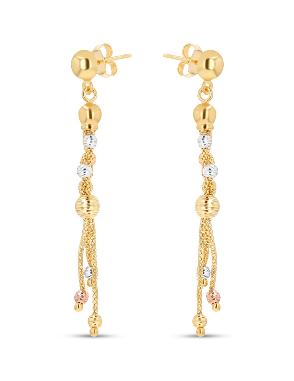 Aretes redondos de oro rosa 14 K con acabado brillante 2