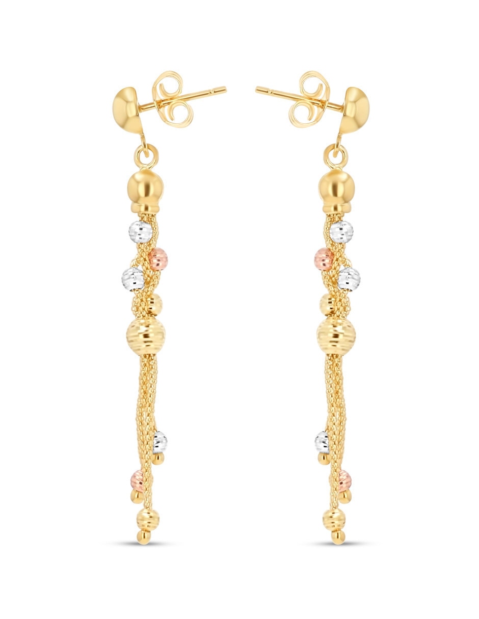 Aretes redondos de oro rosa 14 K con acabado brillante 3