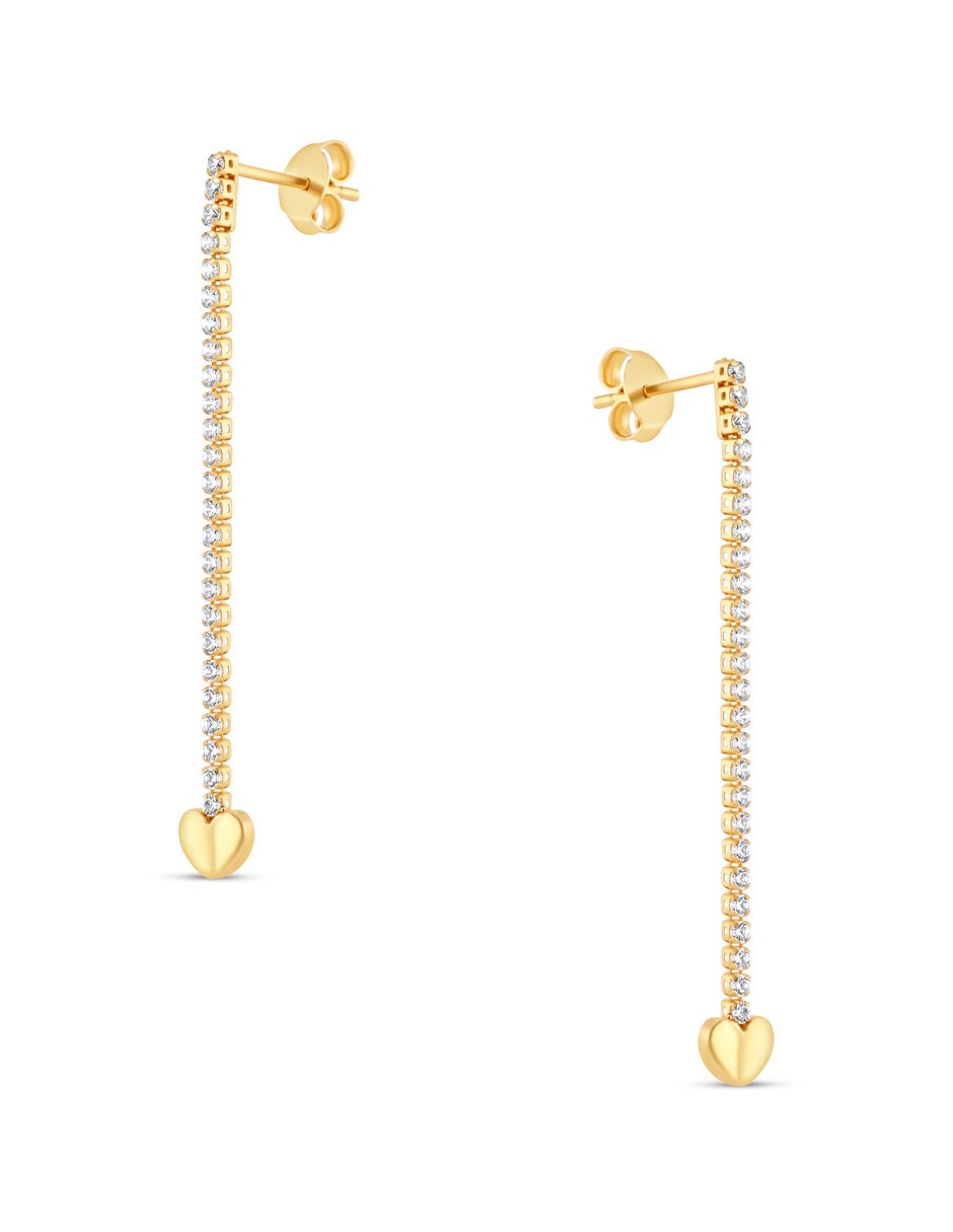 Aretes de corazón de oro amarillo 14 K con acabado brillante 2