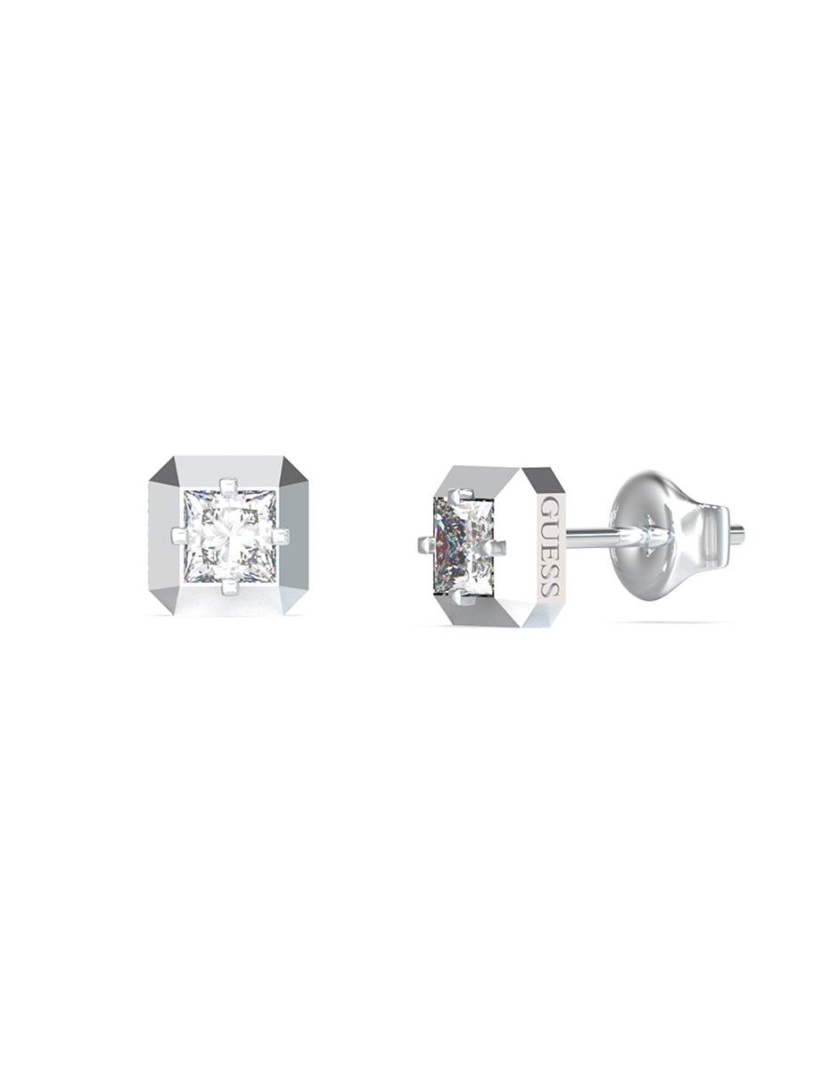 Broqueles de cuadrada ace of diamonds de acero inoxidable con acabado liso mate circonita Broqueles de cuadrada ace of diamonds de acero inoxidable con acabado liso mate circonita