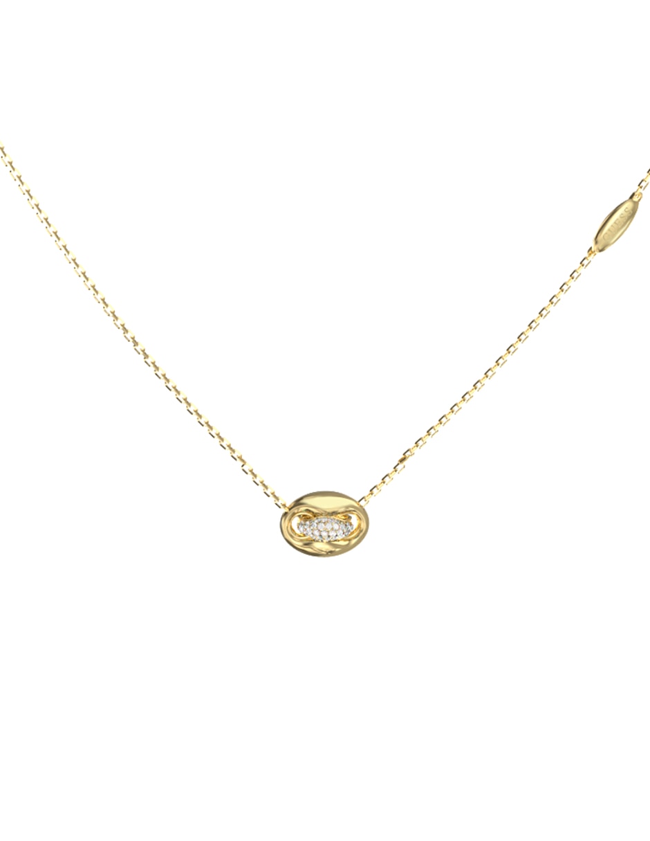 Collar con dije de ovalado guess marina de acero inoxidable 2