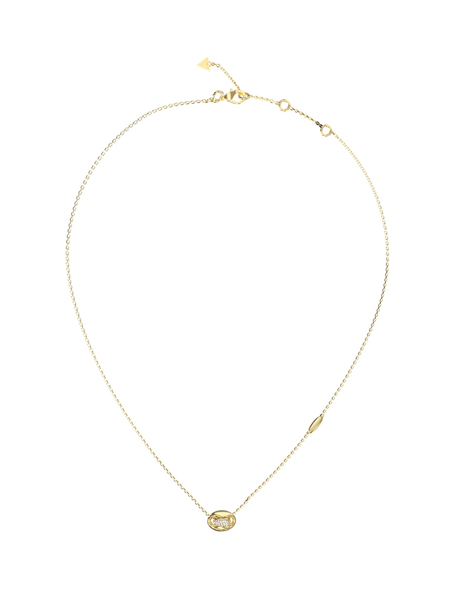 Collar con dije de ovalado guess marina de acero inoxidable