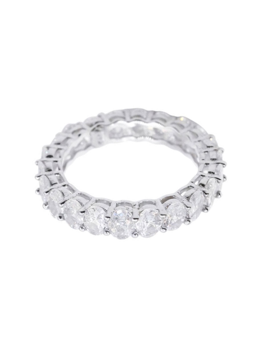 Anillo ovalado P 925 de plata zirconia plateado