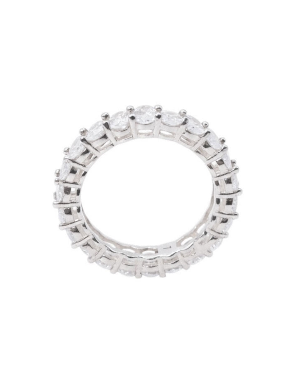 Anillo ovalado P 925 de plata zirconia plateado
