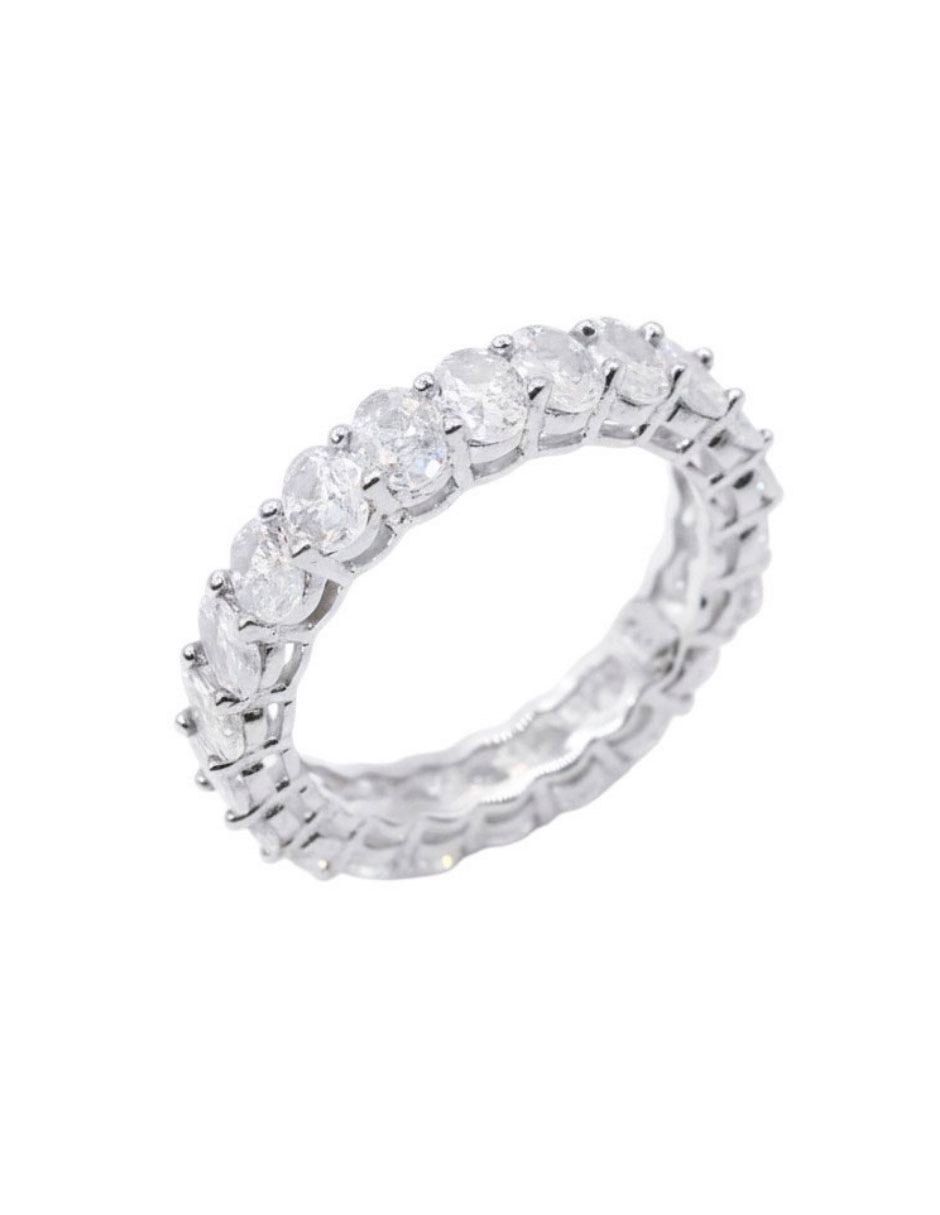 Anillo ovalado P 925 de plata zirconia plateado