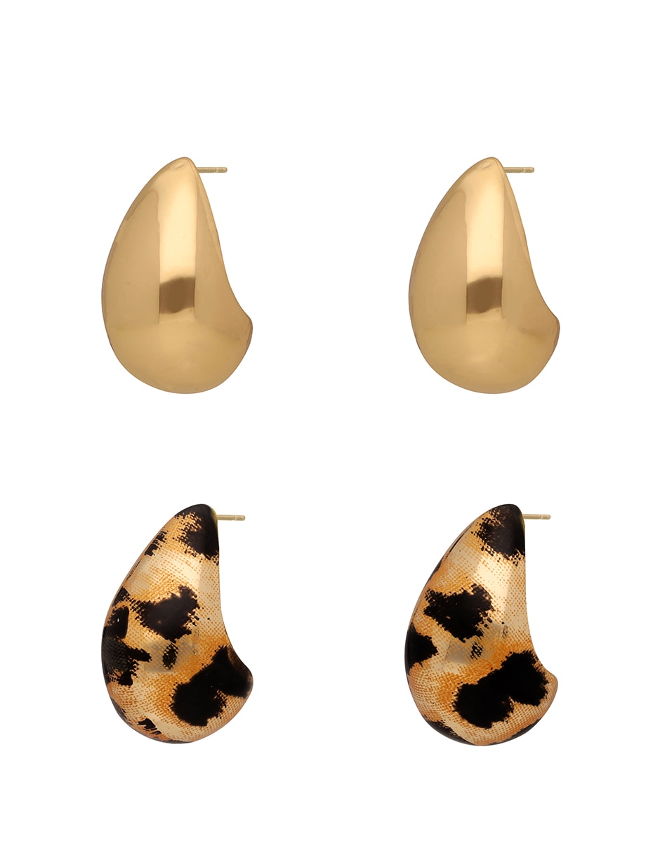 Aretes Nine West Animal Print Recolors con acabado pulido