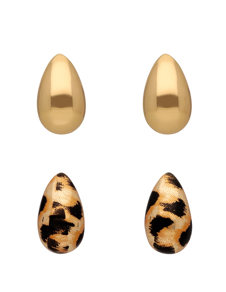 Aretes Nine West Animal Print Recolors con acabado pulido