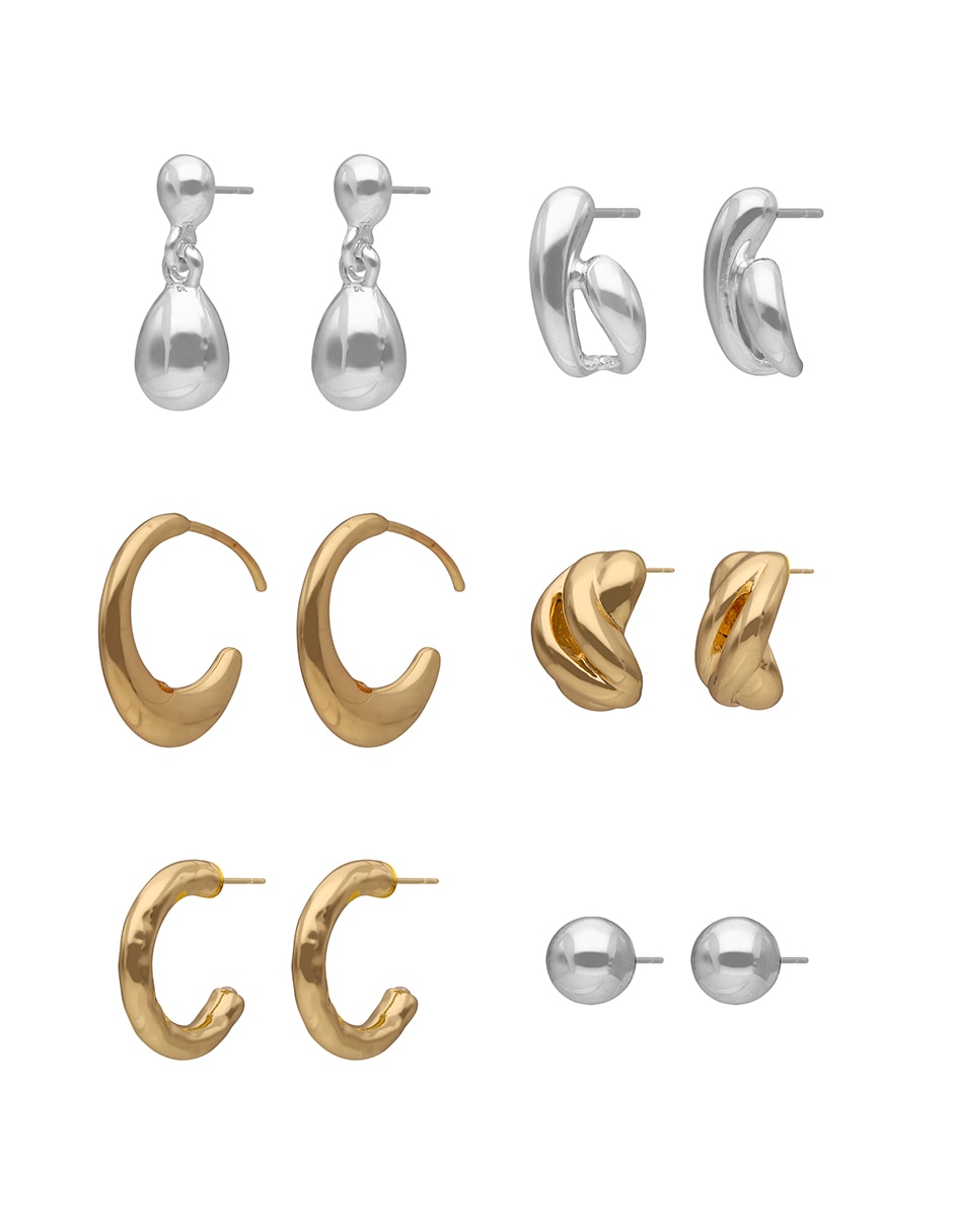 Aretes Nine West Metal Ears con acabado pulido