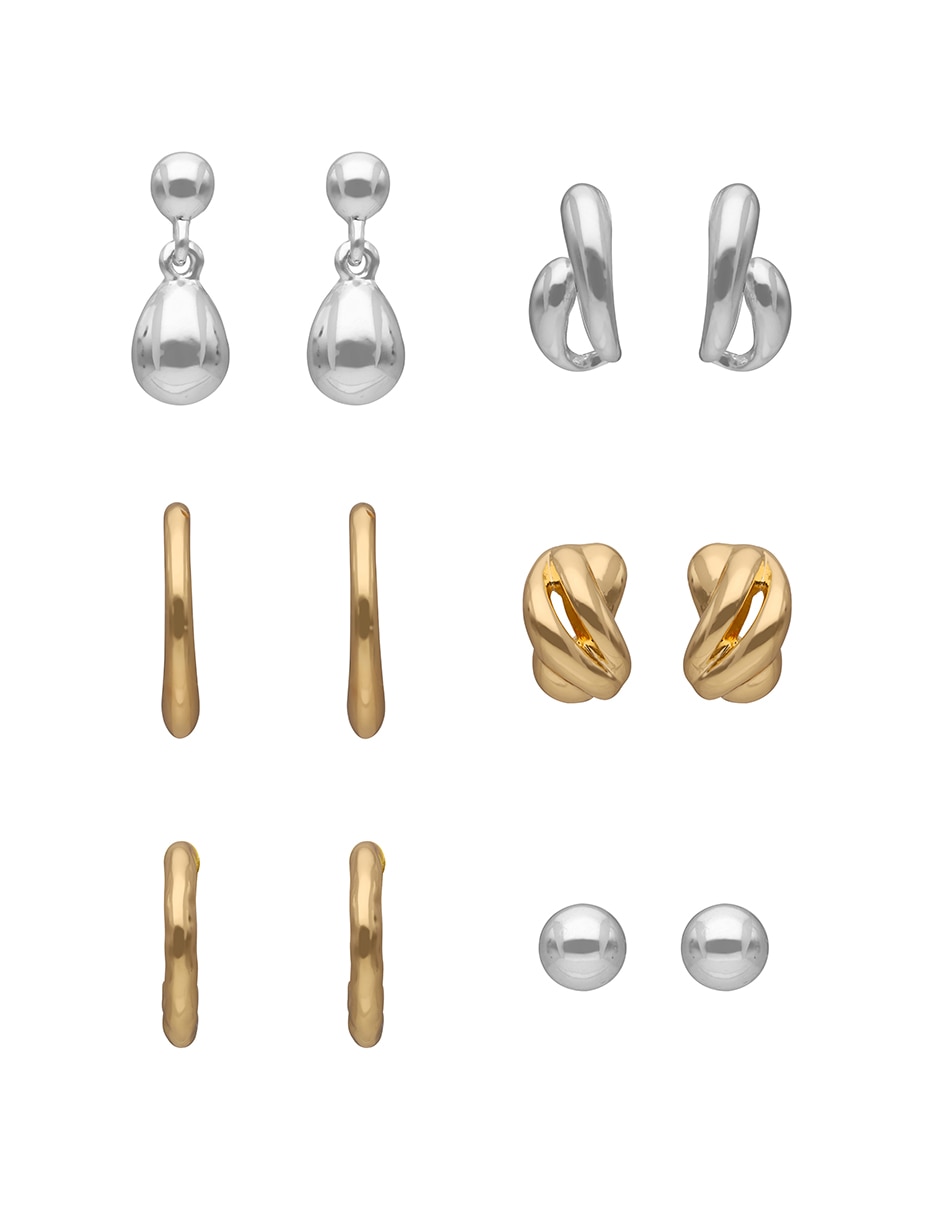 Aretes Nine West Metal Ears con acabado pulido
