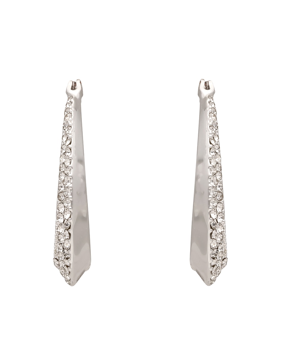 Arracadas Nine West Silver Pave con acabado brillante cristal