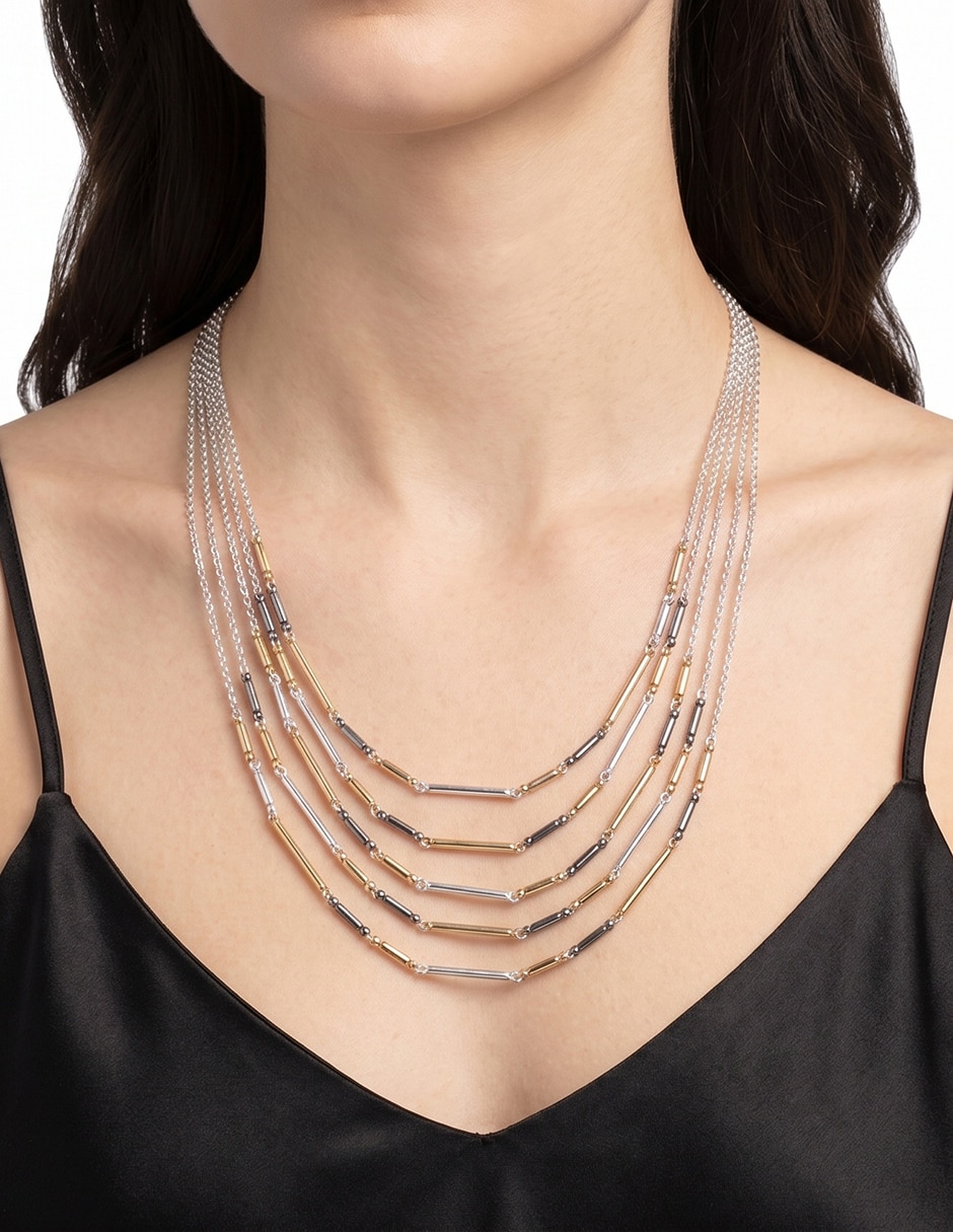 Collar varios hilos Mix Metal Hain & Fringe 3