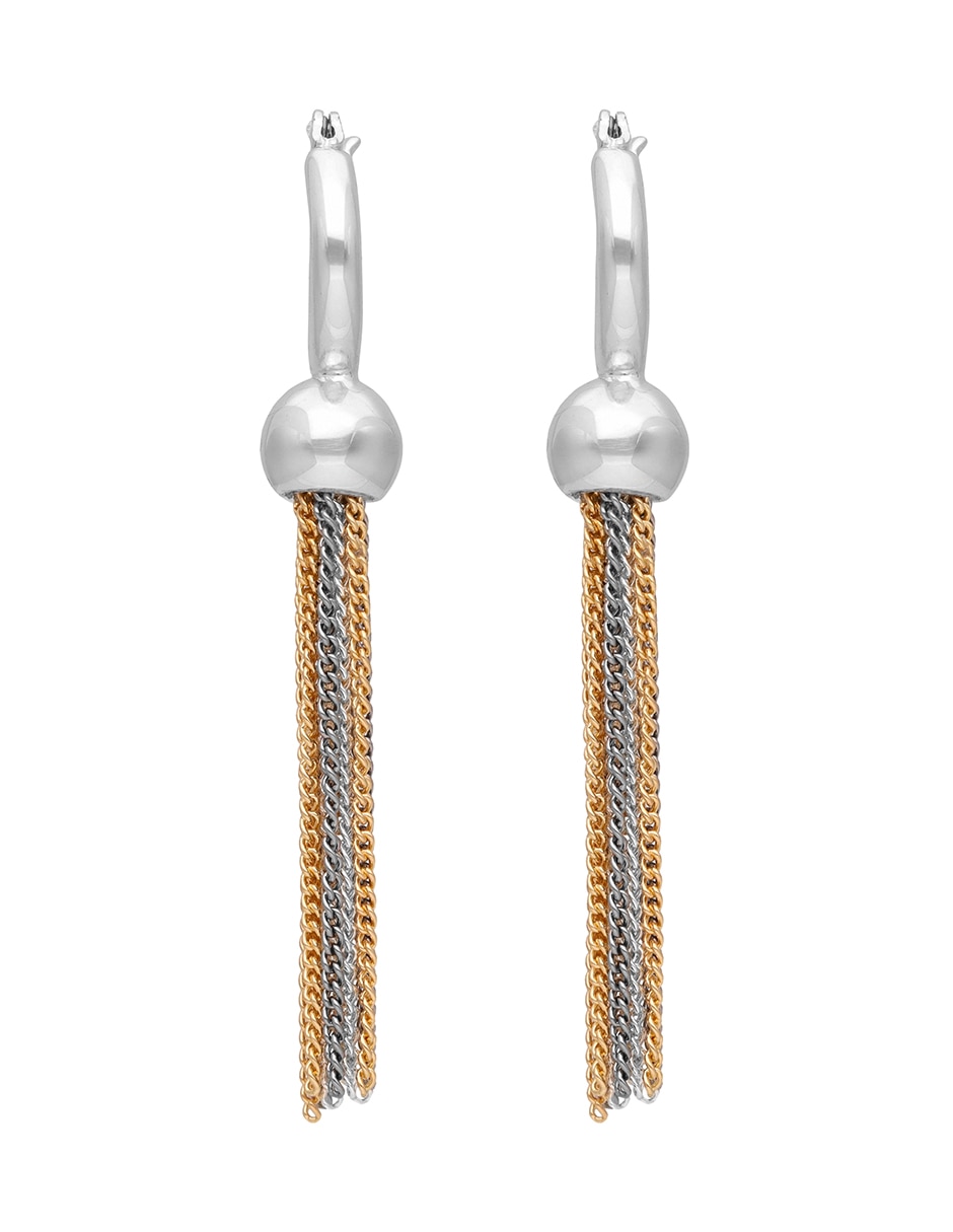 Aretes cortos circulares Mix Metal Chain & Fringe con acabado Pulido Aretes cortos circulares Mix Metal Chain & Fringe con acabado Pulido