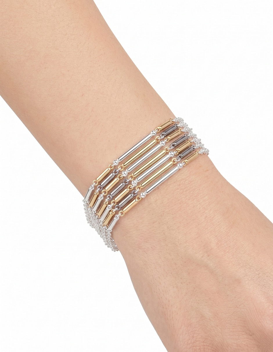 Pulsera Mix Metal Chain & Fringe acabado pulido 3