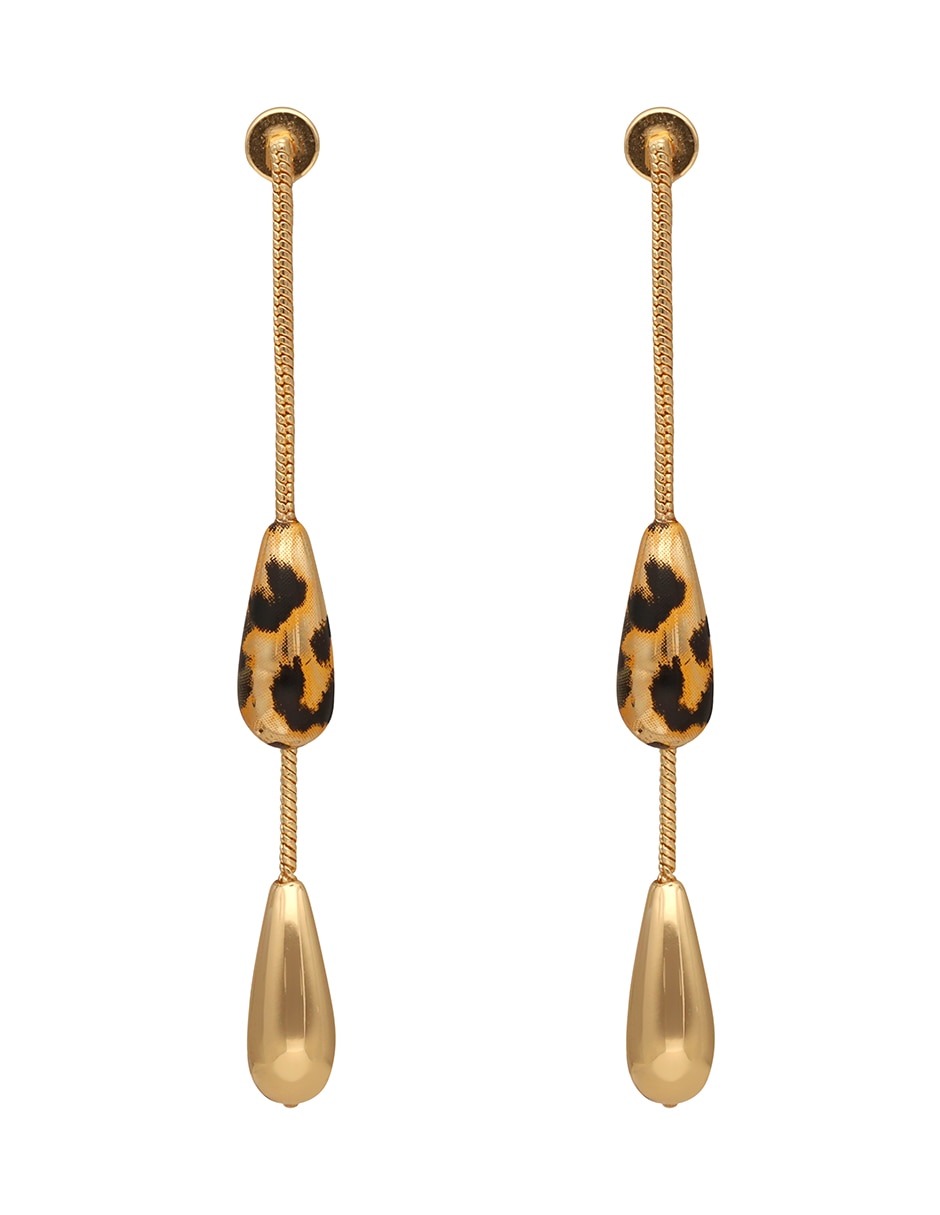 Aretes de gota Nine West Animal Print Recolors con acabado pulido